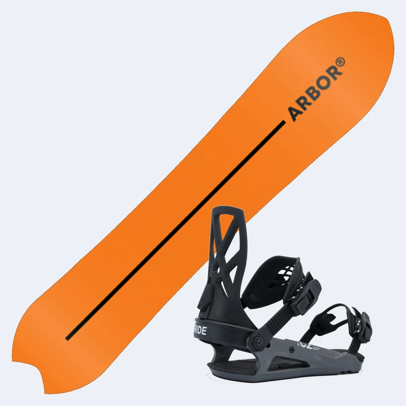 2027 Arbor Rooster Fish Snowboard with Ride C-2 Bindings
