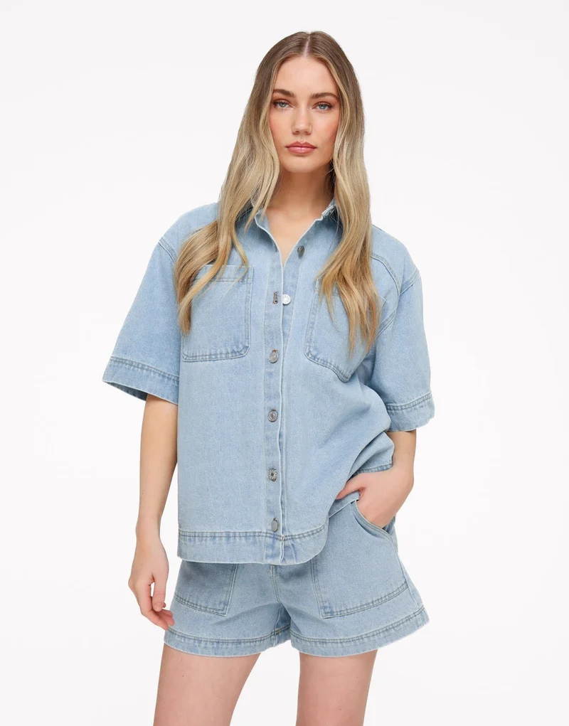 Lichtblauwe Denim SS - Set