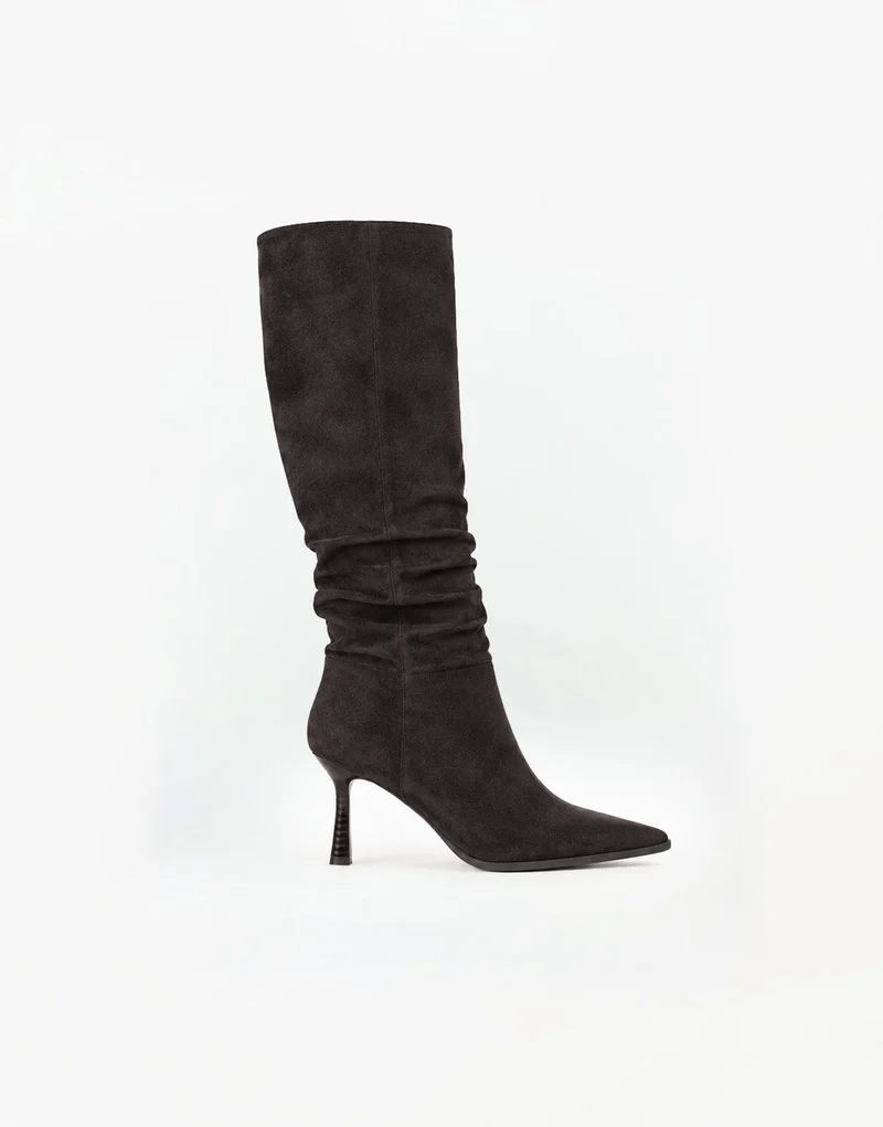 Bruine Faux Suede Hoge Hak - Laarzen