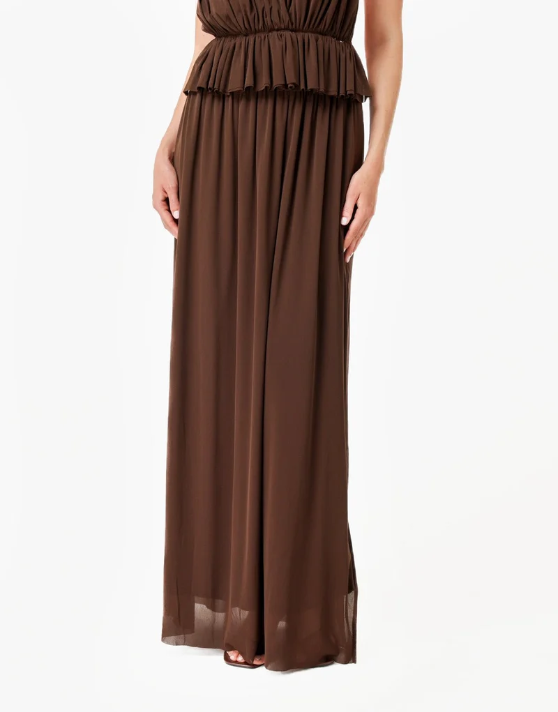 Donkerbruine Lange Flowy - Rok