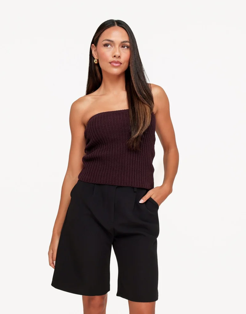 Aubergine Gebreide Tube - Top