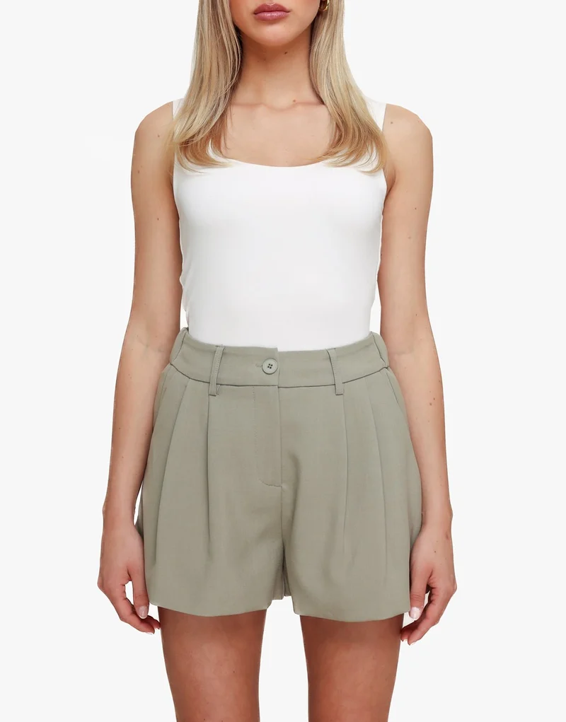 Khaki Wijde Elastische Band Achterkant - Short