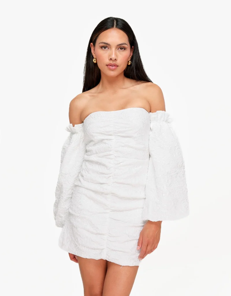 Witte Strapless Bloemen - Jurk