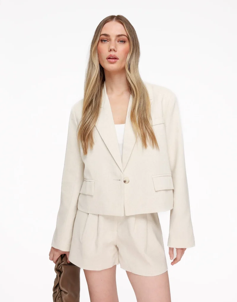Beige Signature Linnen Blend Cropped - Set
