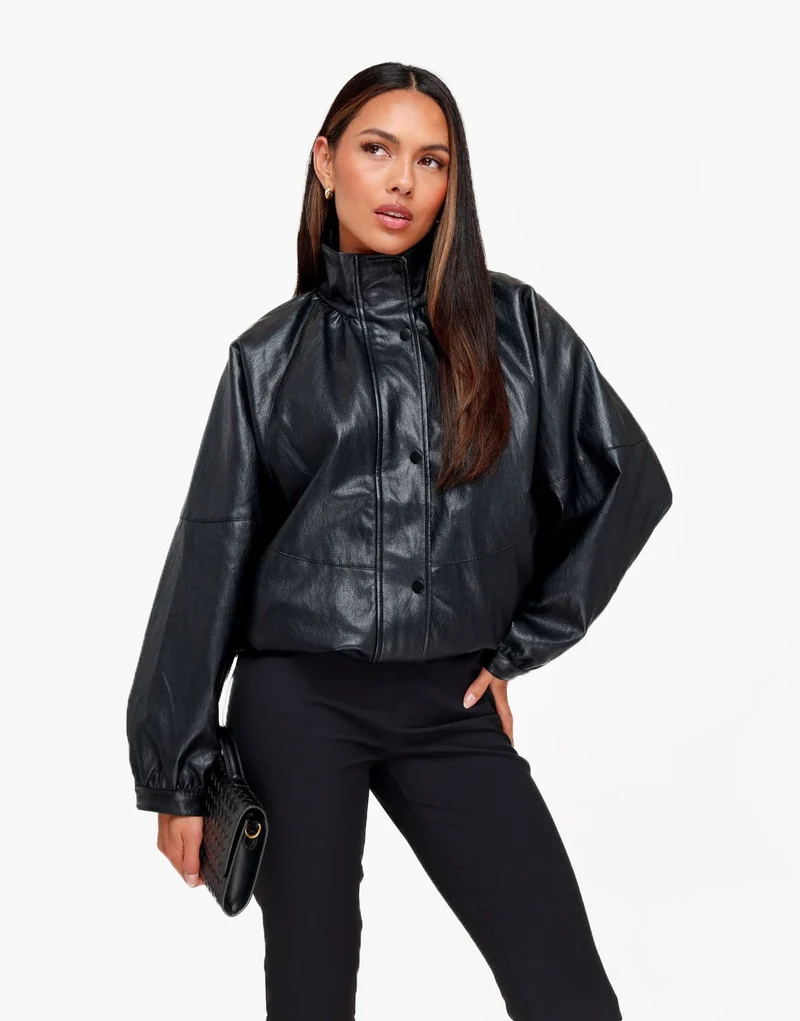 Zwarte PU Leren Oversized - Jas