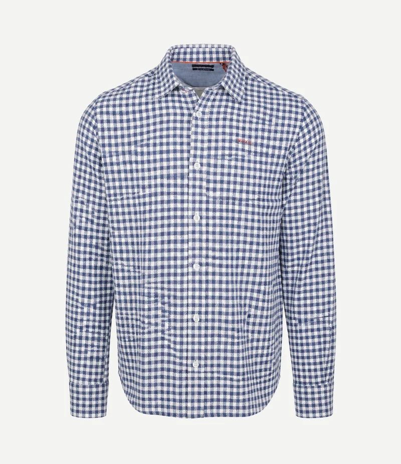 Overhemd bd coarse heavy flannel blauw