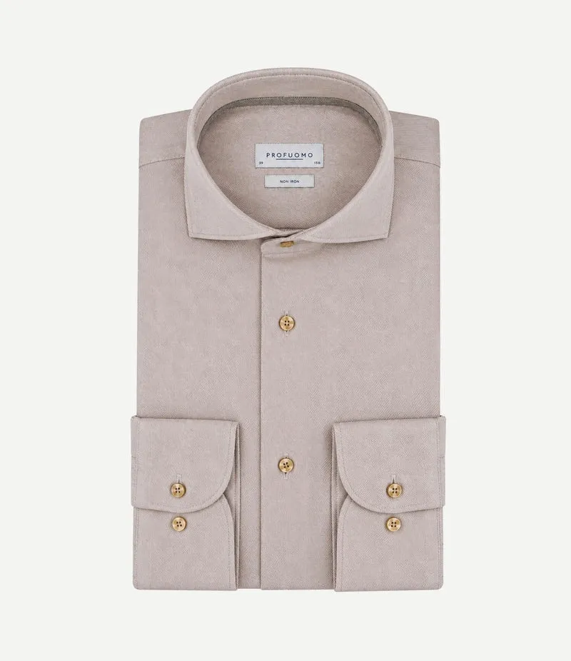 Heavy twill overhemd beige