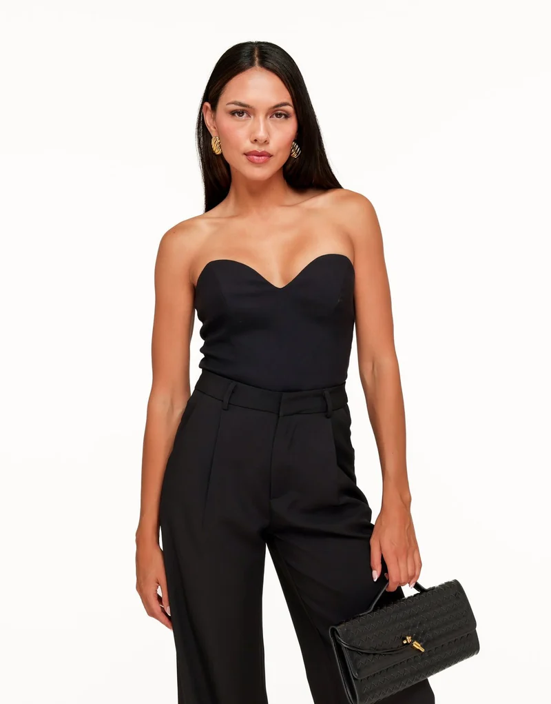 Zwarte Aangesloten Strapless - Top