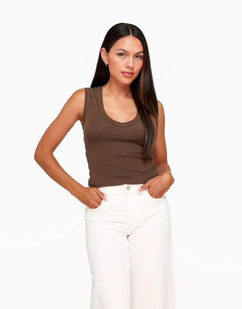 Bruine V-hals Tank - Top
