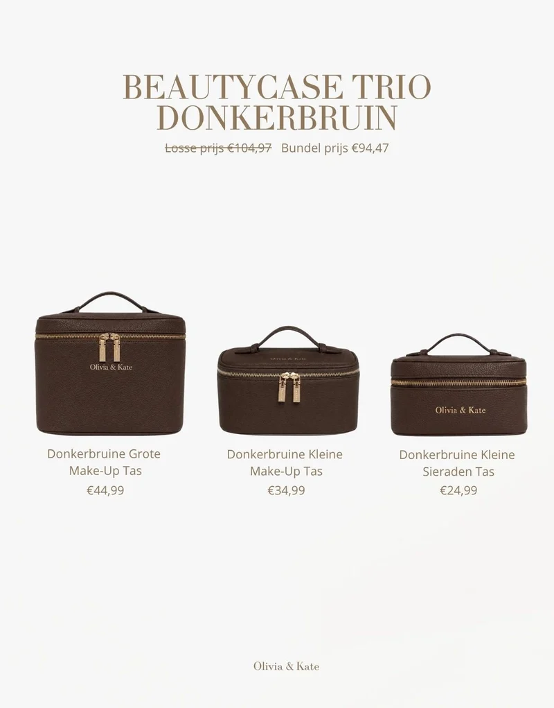 Donkerbruine Beautycase - Set