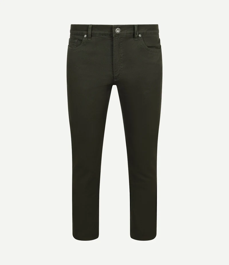 Broek 5-pocket johnson waffle donkergroen