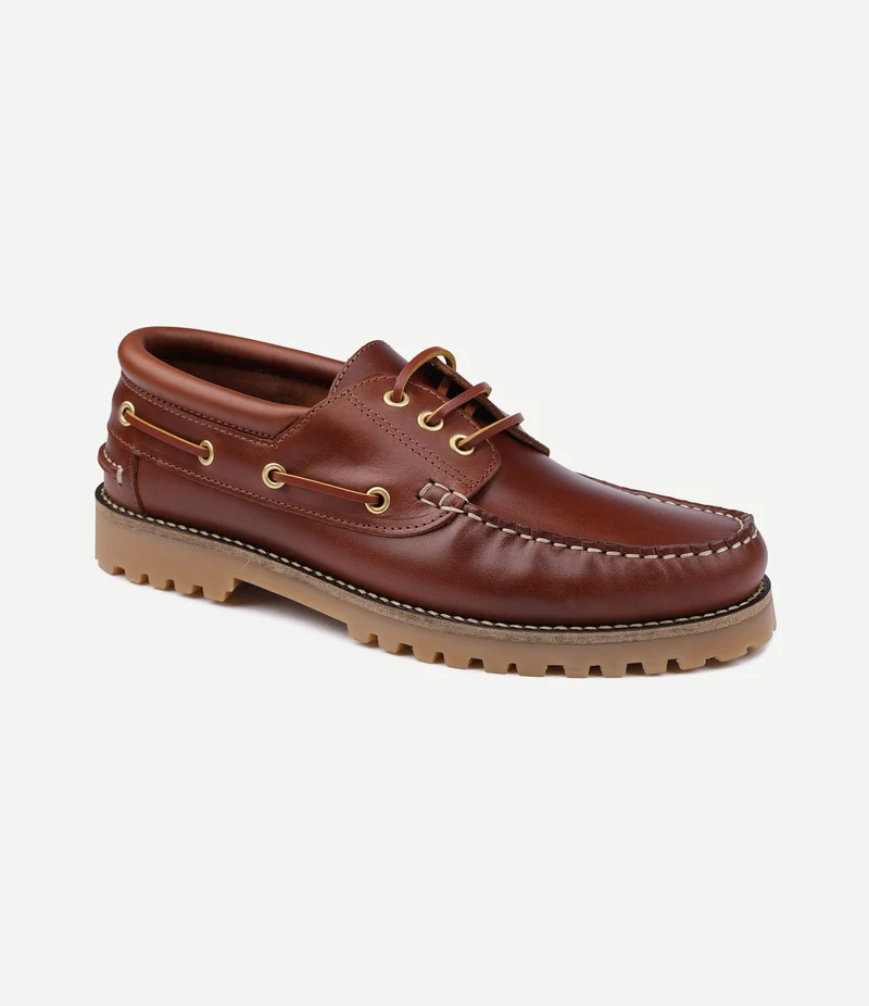 Bootschoenen leer bruin