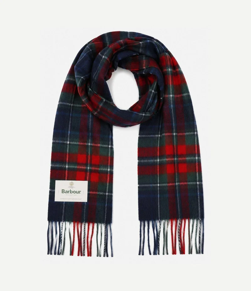 Sjaal tartan wool cashmere donkerblauw