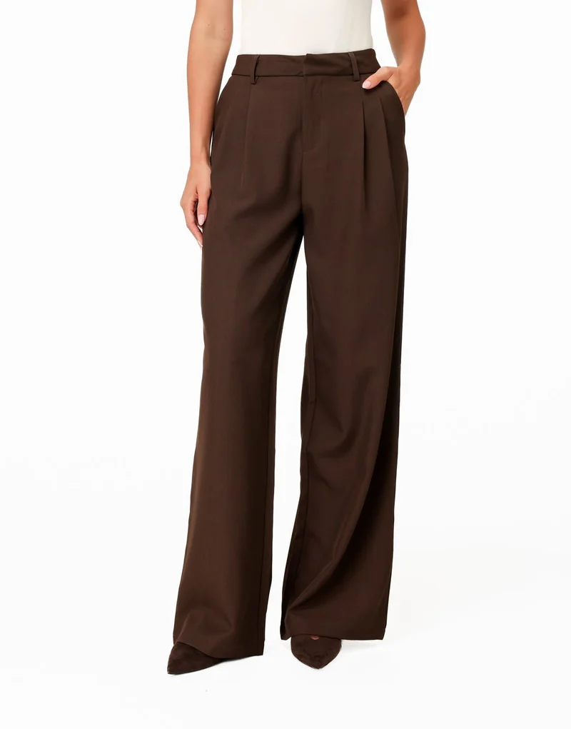 Donkerbruine Wijde Pasvorm - Pantalon