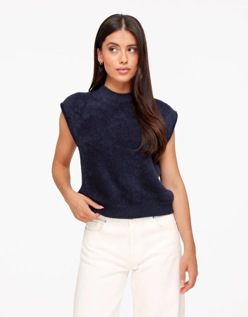 Donkerblauwe Fluffy Spencer - Top