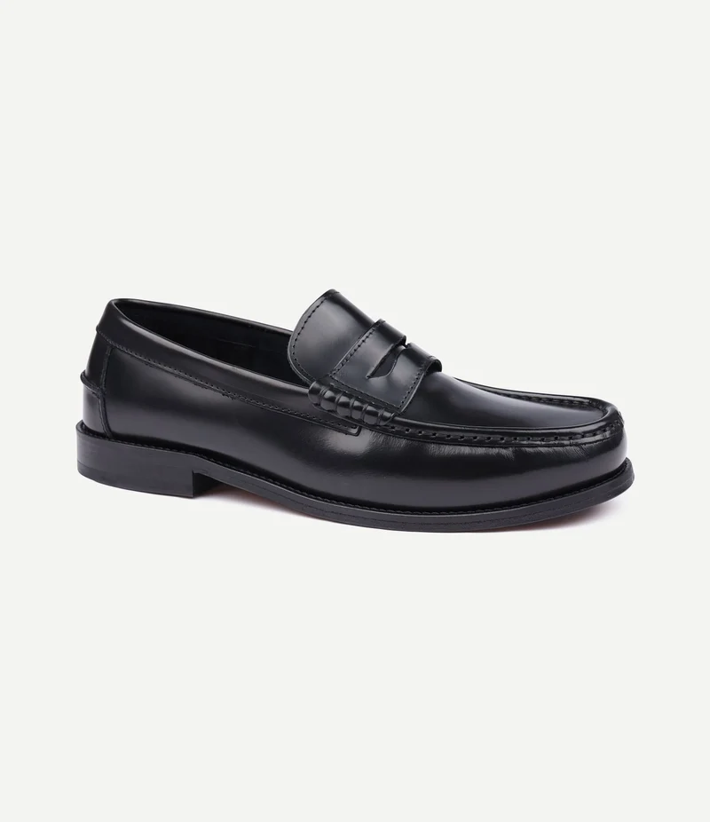 Penny loafers leer zwart