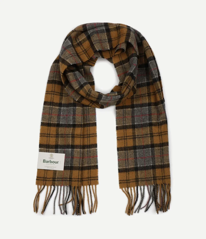 Sjaal tartan lamswol lichtbruin