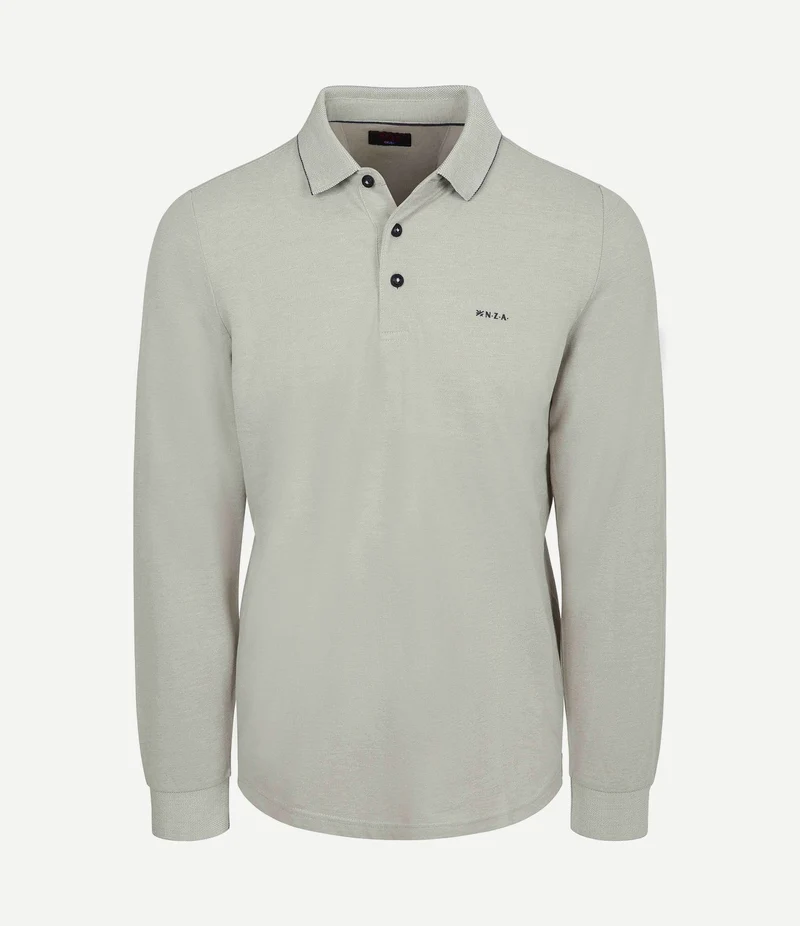 Longsleeve polo hamton piqué groen