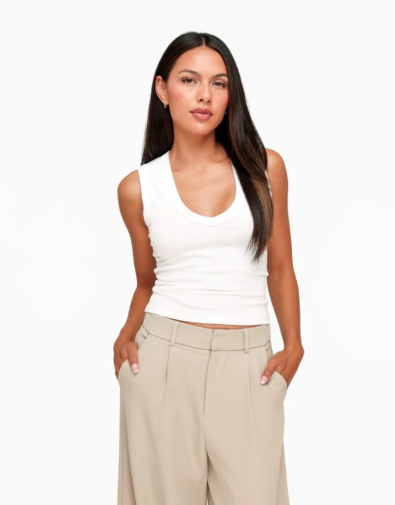 Witte V-Hals Tank - Top