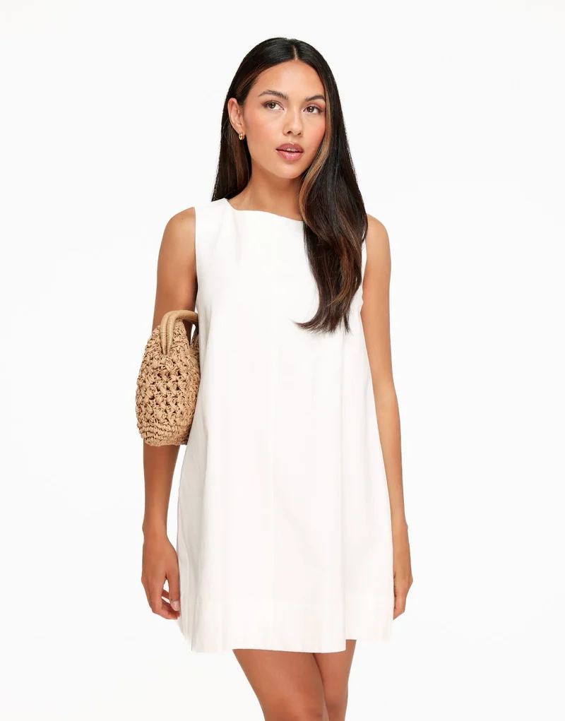 Off White Mouwloze Wijde - Jurk