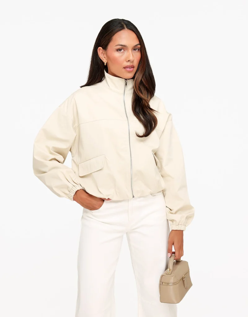 Beige Puffy Elastische Onderkant - Jas