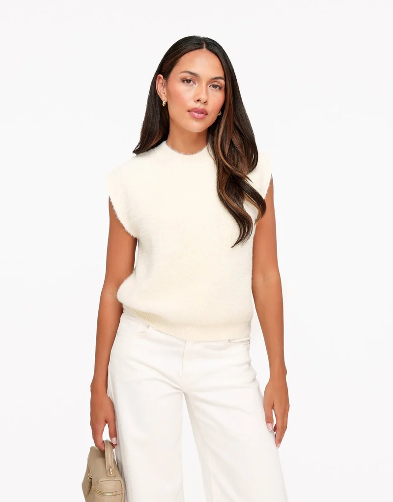 Creme Fluffy Spencer - Top