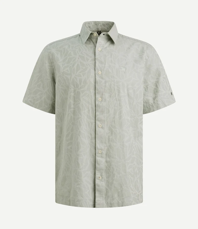 Short sleeve overhemd jacquard greige