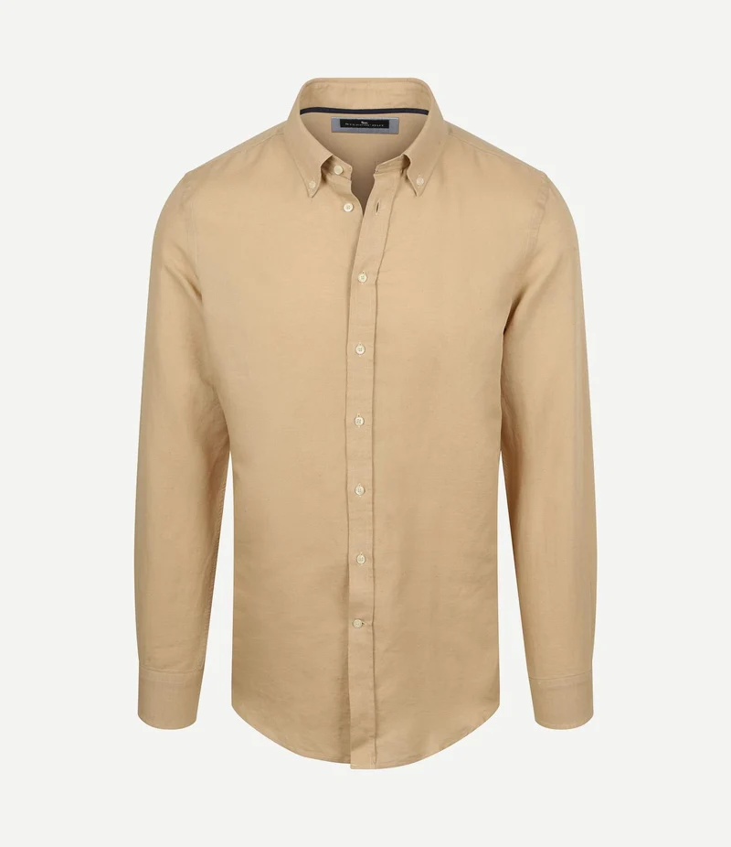 Overhemd linen cotton beige