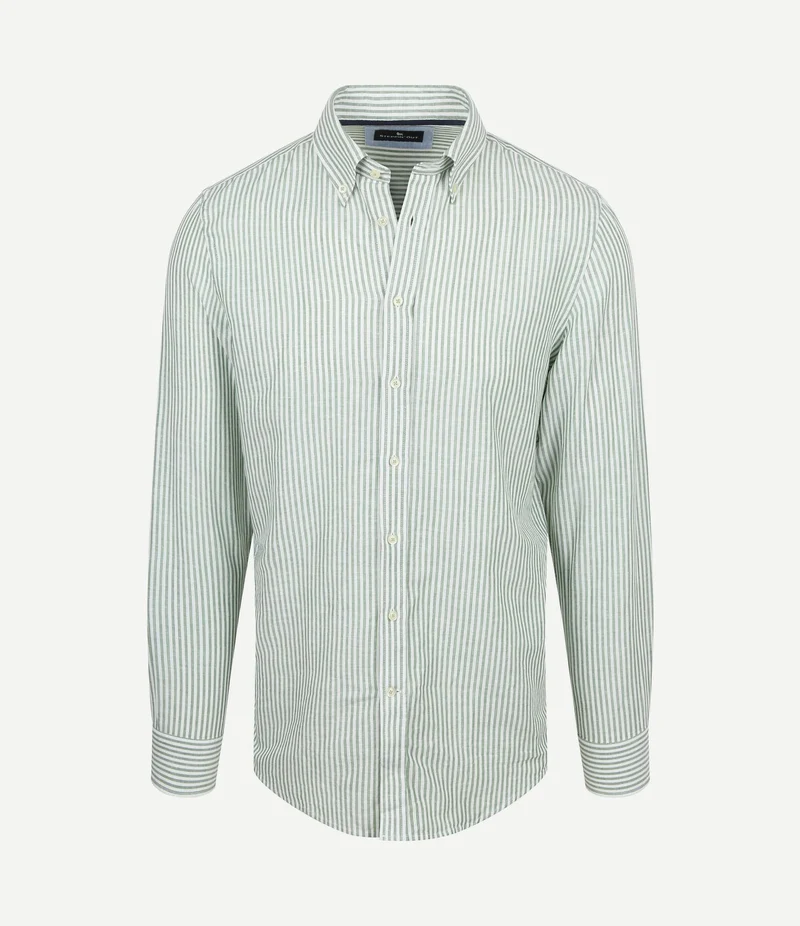 Overhemd linen cotton streep groen