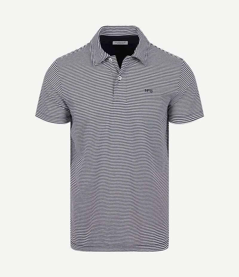 Jersey polo stripe donkerblauw