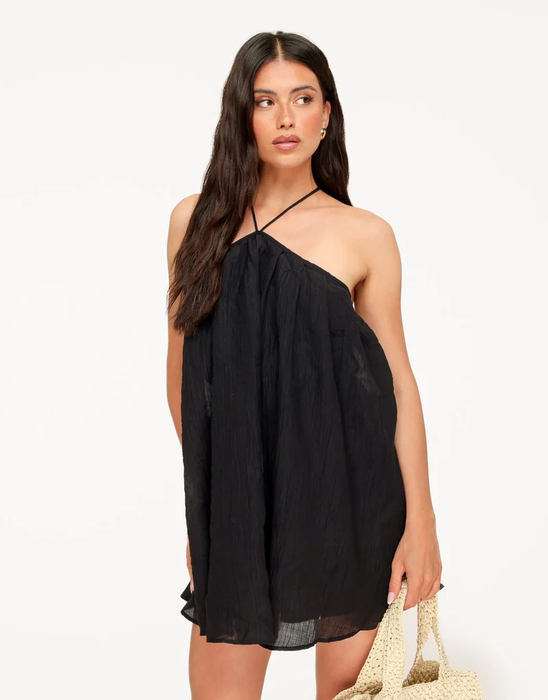 Zwarte Halter Flowy - Jurk