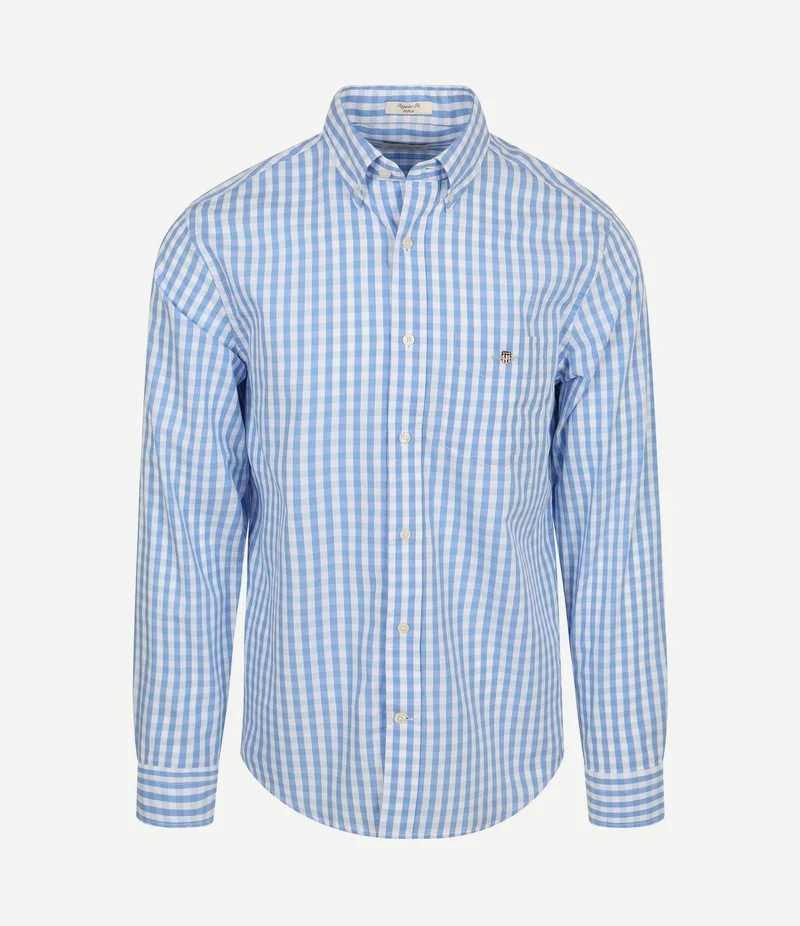 Overhemd gingham poplin classic blauw