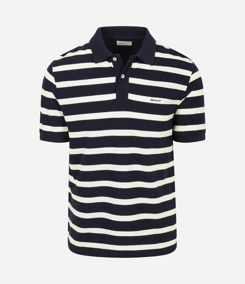 Poloshirt stripe donkerblauw wit