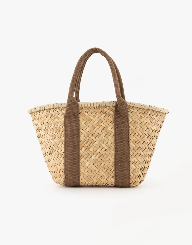 Donkerbruine Gevlochten Shopper - Tas