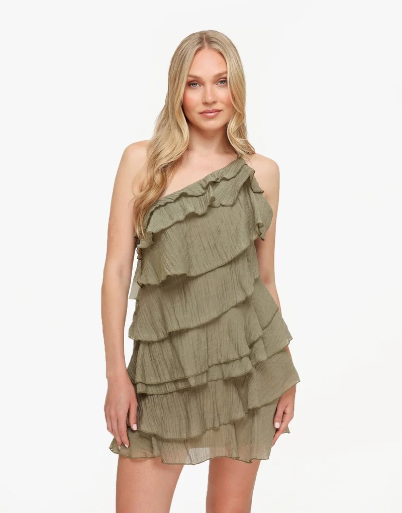 Khaki Ruffel - Jurk