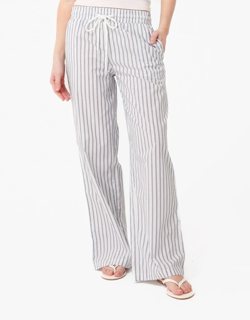 Blauwe Petite Gestreepte Strass Steentjes - Broek