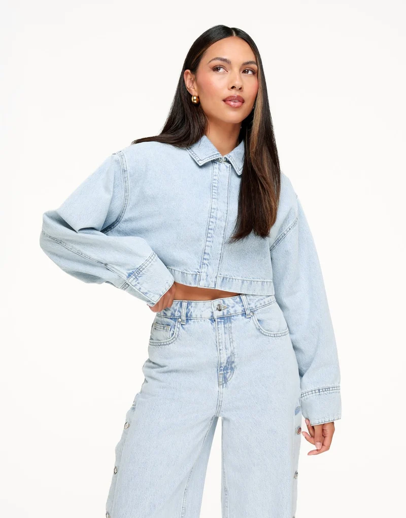 Lichtblauwe Denim Cropped - Jasje
