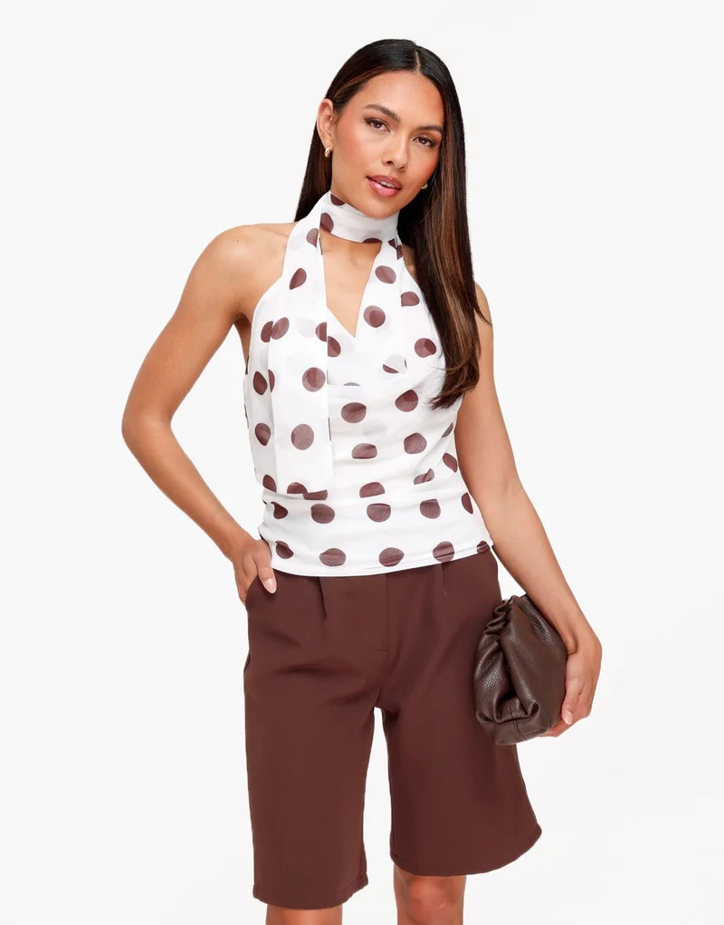 Witte Polkadot Halter - Top