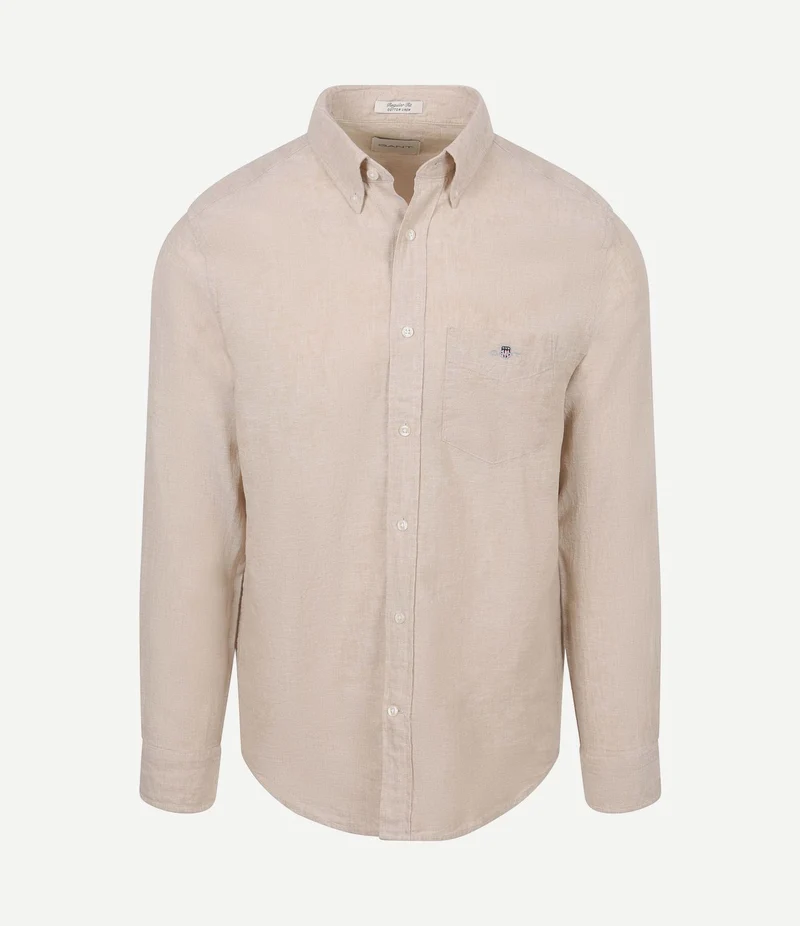 Overhemd cotton linen beige