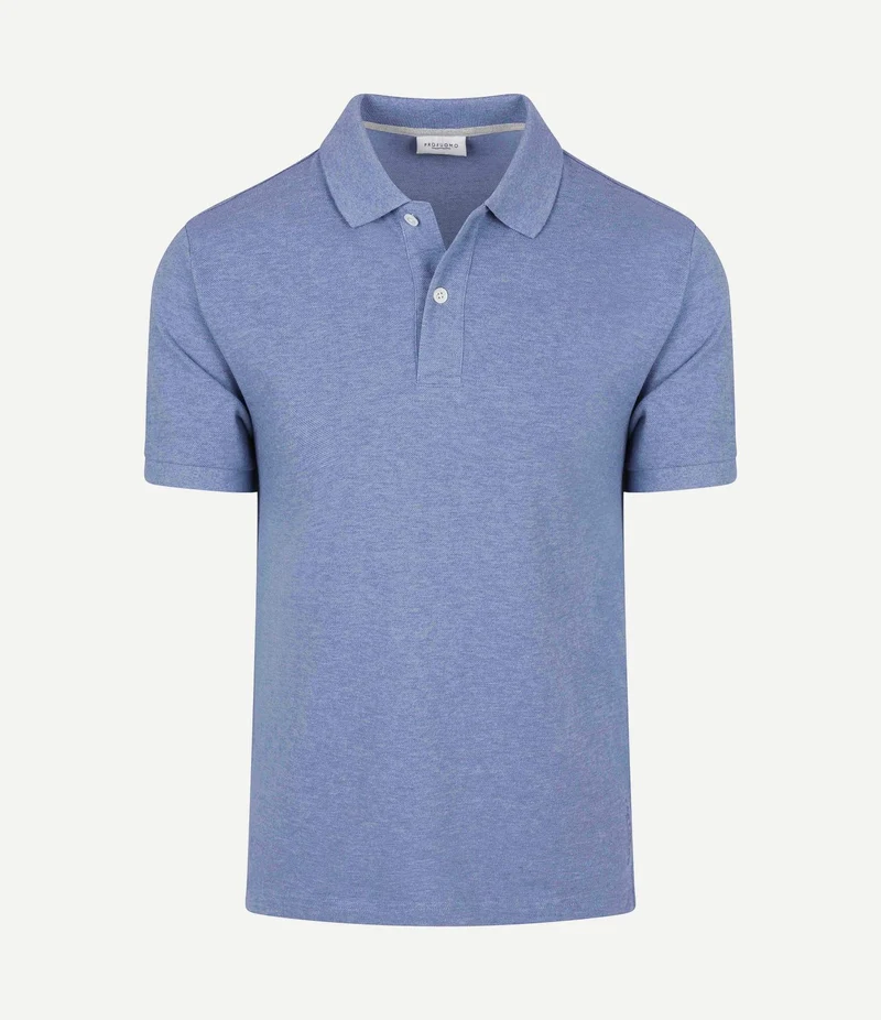 Piqué poloshirt melange blauw