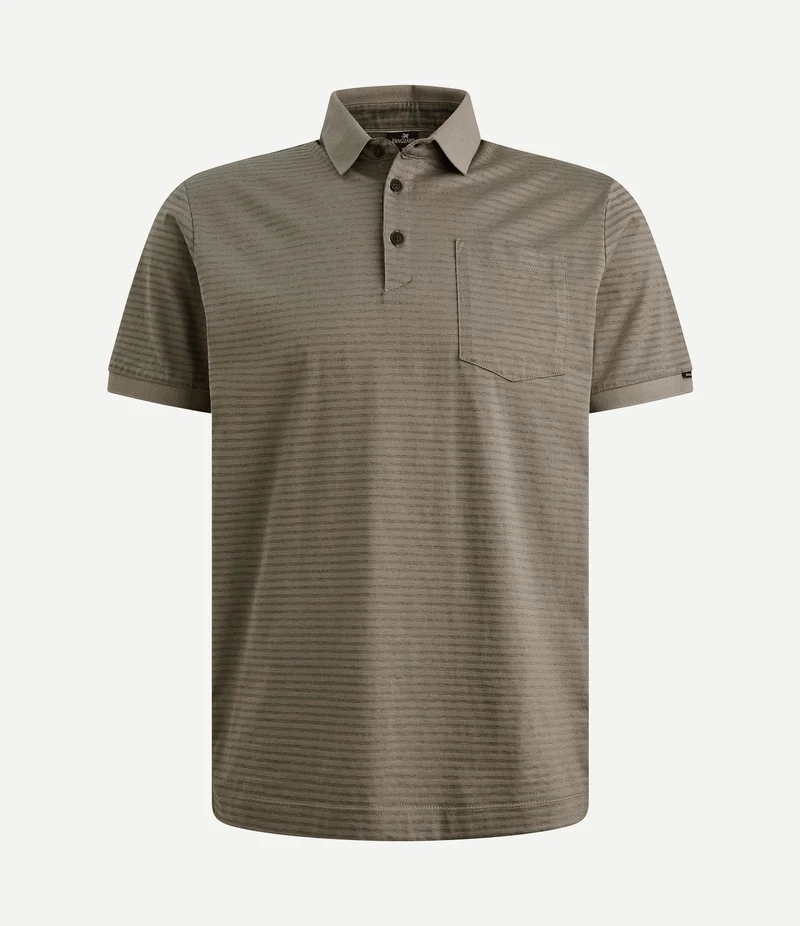 Jersey poloshirt streep taupe