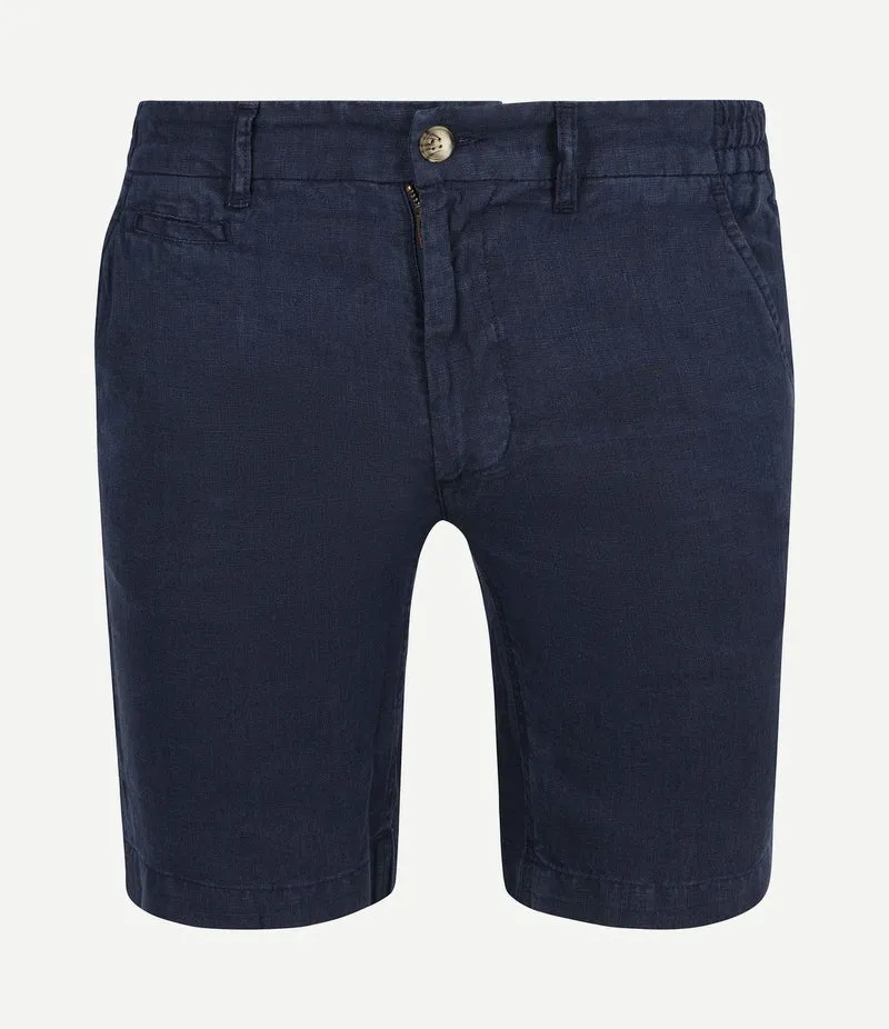 Milwau short linen donkerblauw