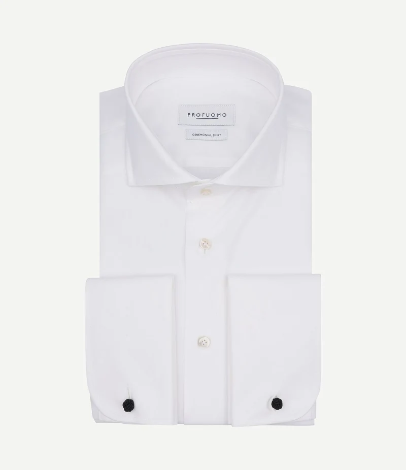 Shirt cutaway dubbel manchet off white