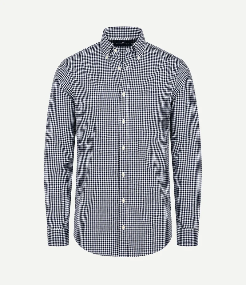Overhemd vichy ruit donkerblauw