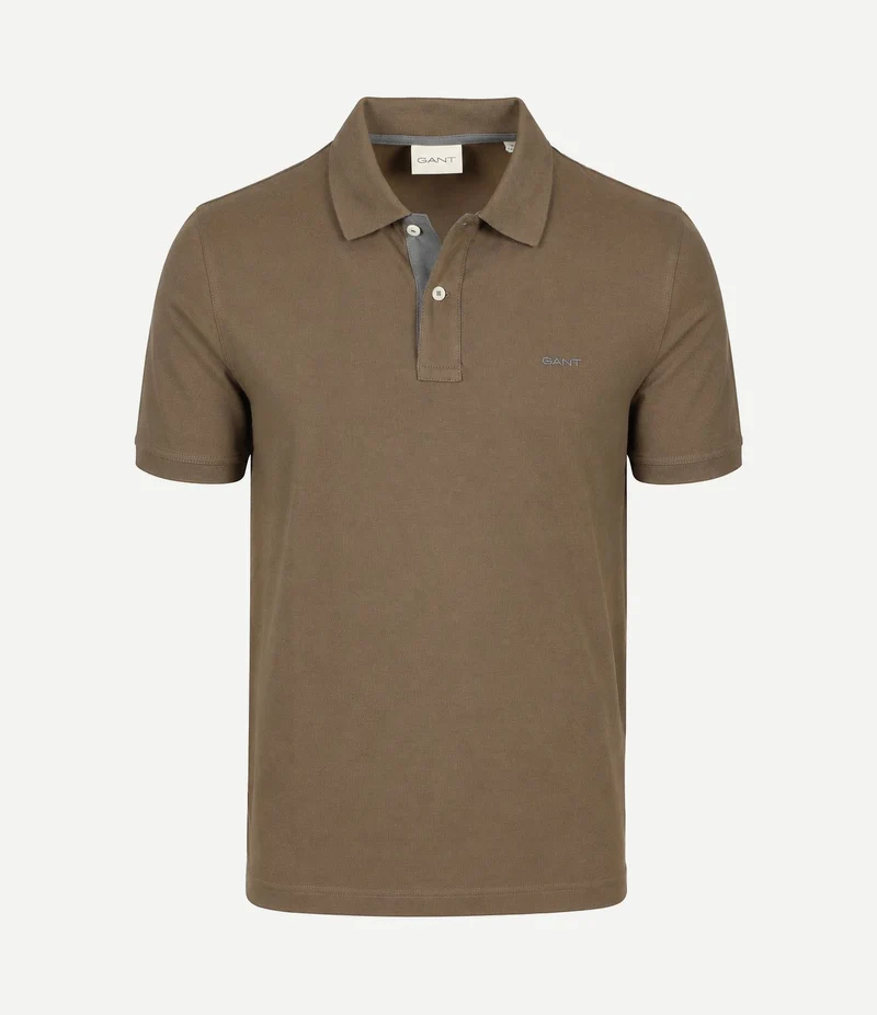 Contrast piqué poloshirt faded taupe