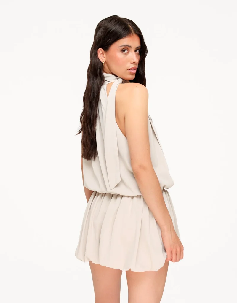 Beige Mouwloze Halter Flowy - Set
