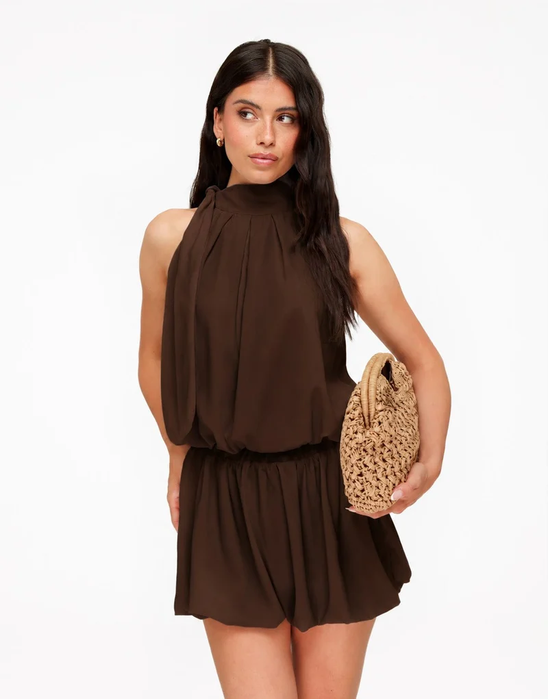 Bruine Mouwloze Halter - Top