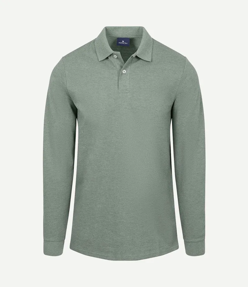 Longsleeve polo piqué classic groen