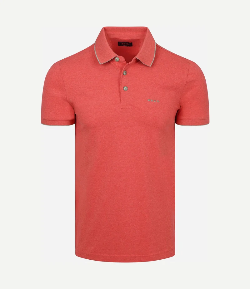 Polo henley piqué rood