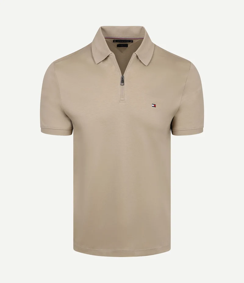 Half-zip polo interlock beige